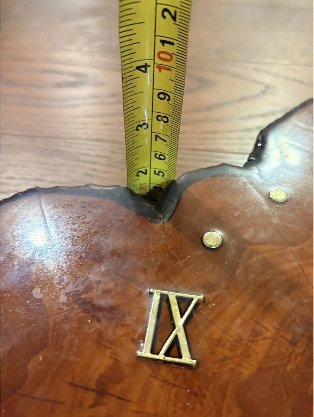 Vintage Wood Slab Live Edge Lacquer MCM Retro Wall Clock 13